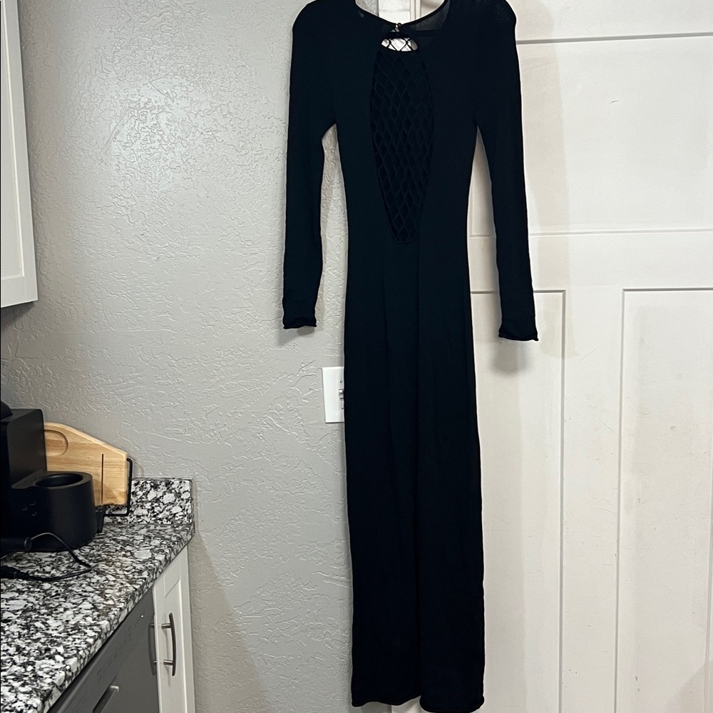 STAUD SUZEL BLACK KNIT LONG SLEEVE MAXI DRESS SMALL - Picture 6 of 14